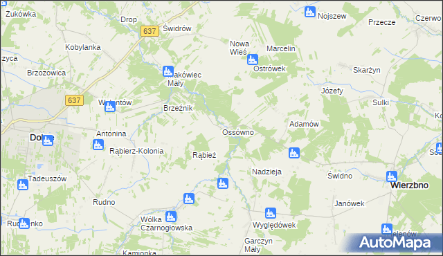 mapa Ossówno, Ossówno na mapie Targeo