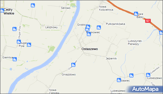 mapa Ostaszewo powiat nowodworski, Ostaszewo powiat nowodworski na mapie Targeo