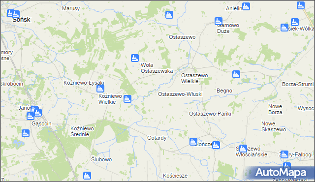 mapa Ostaszewo-Włuski, Ostaszewo-Włuski na mapie Targeo