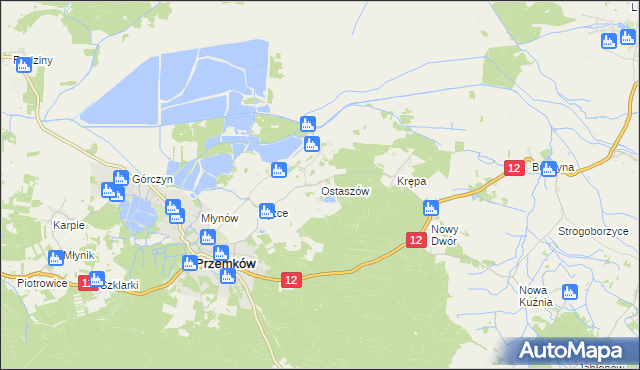 mapa Ostaszów, Ostaszów na mapie Targeo