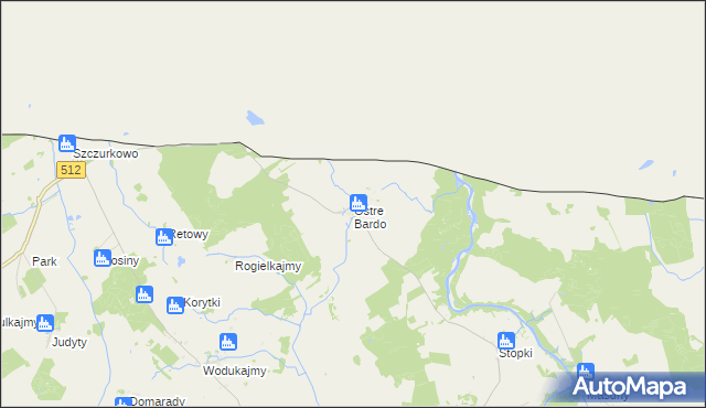 mapa Ostre Bardo gmina Sępopol, Ostre Bardo gmina Sępopol na mapie Targeo
