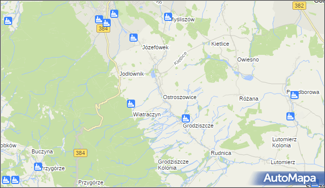 mapa Ostroszowice, Ostroszowice na mapie Targeo