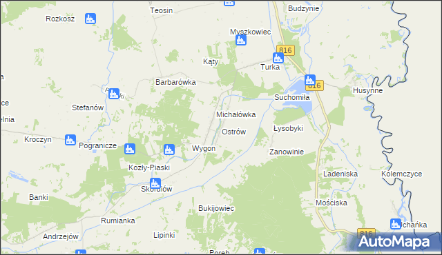 mapa Ostrów gmina Dorohusk, Ostrów gmina Dorohusk na mapie Targeo