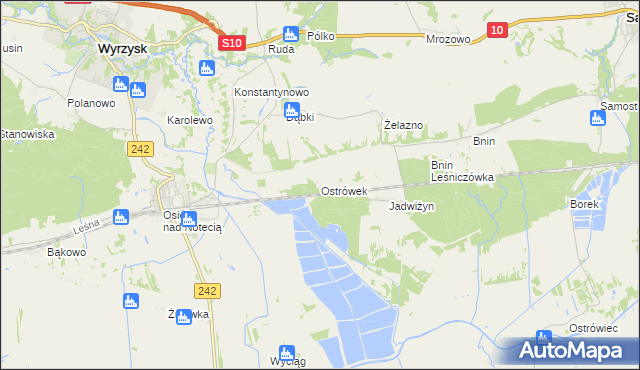 mapa Ostrówek gmina Wyrzysk, Ostrówek gmina Wyrzysk na mapie Targeo