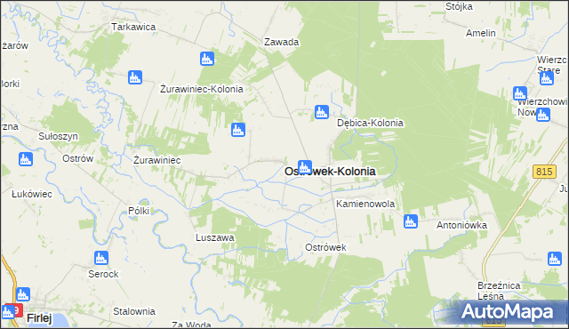 mapa Ostrówek-Kolonia gmina Ostrówek, Ostrówek-Kolonia gmina Ostrówek na mapie Targeo