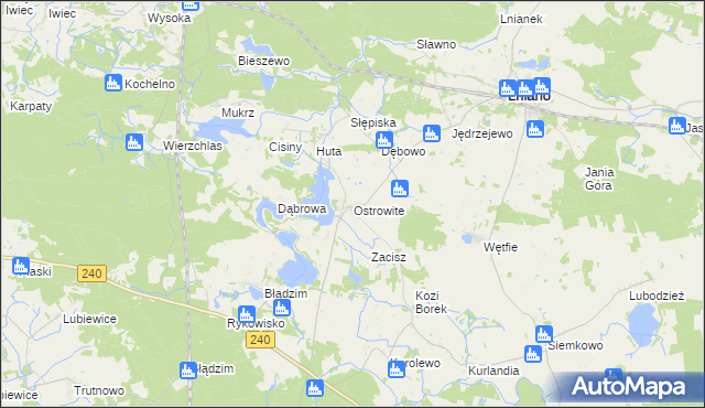 mapa Ostrowite gmina Lniano, Ostrowite gmina Lniano na mapie Targeo