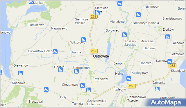 mapa Ostrowite powiat słupecki, Ostrowite powiat słupecki na mapie Targeo