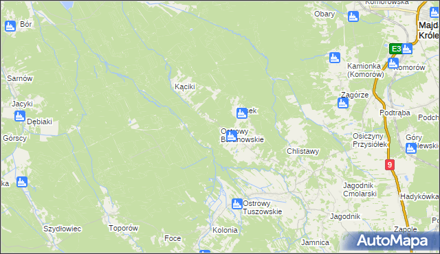 mapa Ostrowy Baranowskie, Ostrowy Baranowskie na mapie Targeo