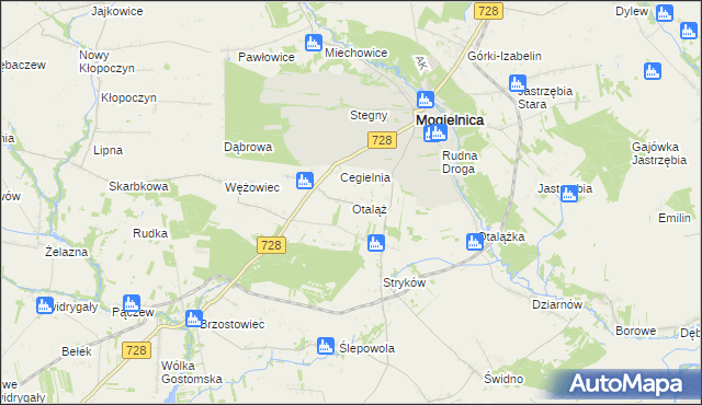 mapa Otaląż gmina Mogielnica, Otaląż gmina Mogielnica na mapie Targeo