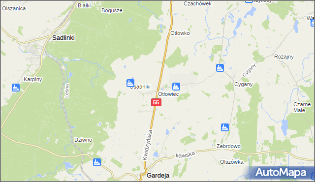 mapa Otłowiec, Otłowiec na mapie Targeo