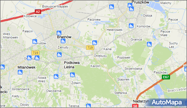 mapa Otrębusy, Otrębusy na mapie Targeo