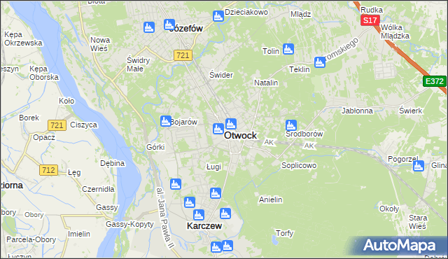 mapa Otwock, Otwock na mapie Targeo