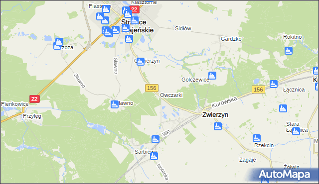 mapa Owczarki gmina Zwierzyn, Owczarki gmina Zwierzyn na mapie Targeo