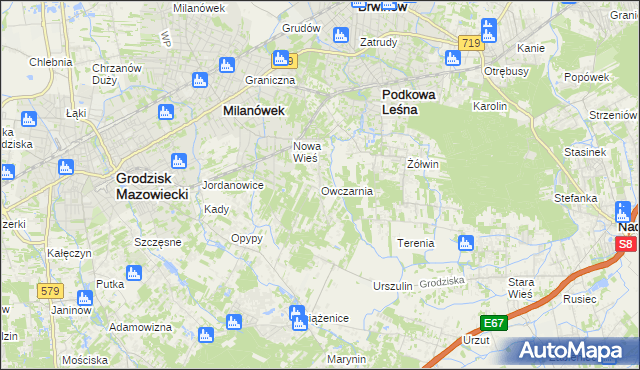 mapa Owczarnia gmina Brwinów, Owczarnia gmina Brwinów na mapie Targeo