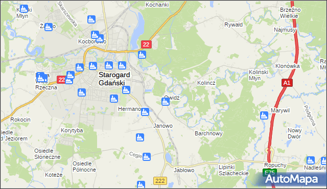 mapa Owidz, Owidz na mapie Targeo