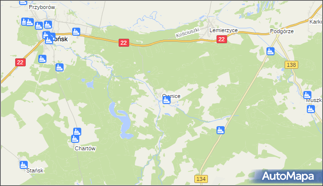 mapa Ownice, Ownice na mapie Targeo