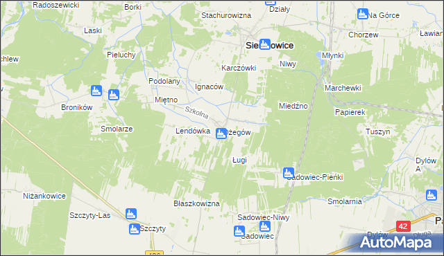 mapa Ożegów, Ożegów na mapie Targeo