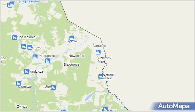 mapa Ozierany Małe, Ozierany Małe na mapie Targeo