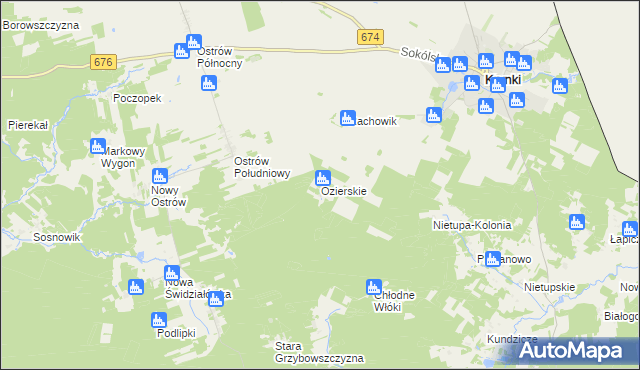mapa Ozierskie, Ozierskie na mapie Targeo