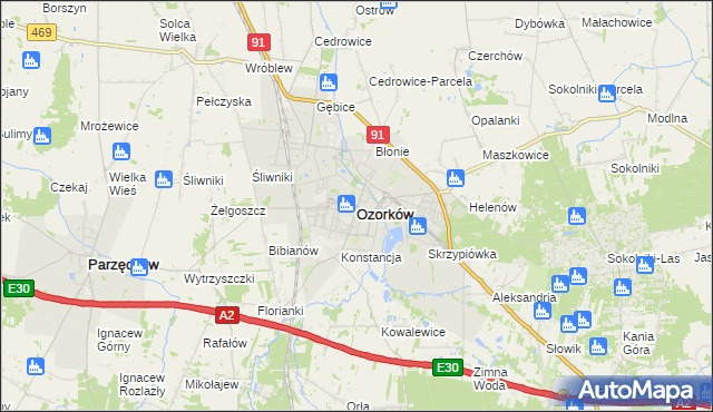 mapa Ozorków, Ozorków na mapie Targeo