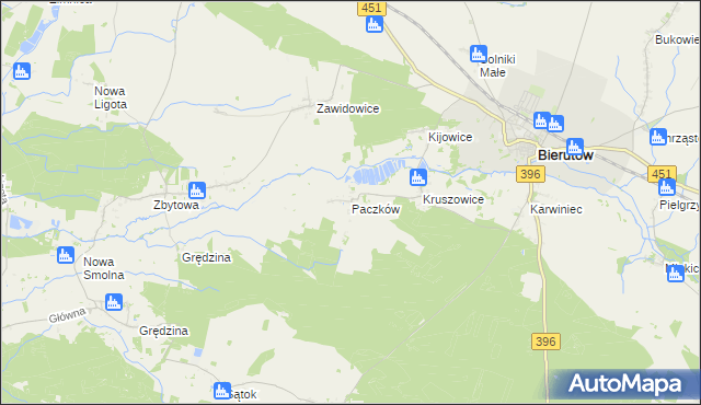 mapa Paczków gmina Bierutów, Paczków gmina Bierutów na mapie Targeo