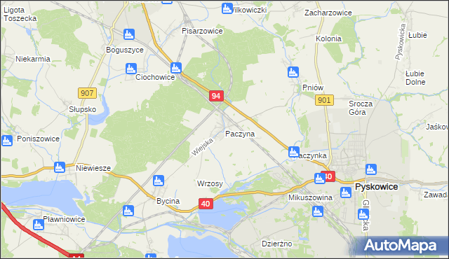 mapa Paczyna, Paczyna na mapie Targeo