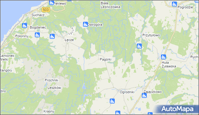 mapa Pagórki gmina Tolkmicko, Pagórki gmina Tolkmicko na mapie Targeo