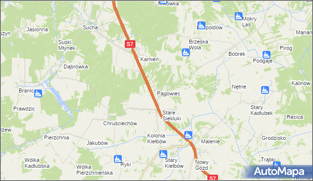 mapa Pągowiec gmina Stara Błotnica, Pągowiec gmina Stara Błotnica na mapie Targeo