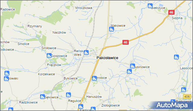 mapa Pakosławice, Pakosławice na mapie Targeo