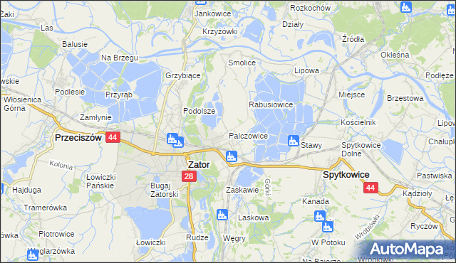 mapa Palczowice, Palczowice na mapie Targeo