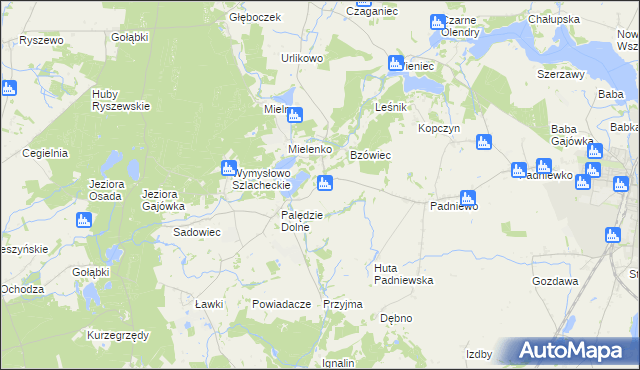 mapa Palędzie Kościelne, Palędzie Kościelne na mapie Targeo