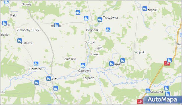 mapa Pańki gmina Juchnowiec Kościelny, Pańki gmina Juchnowiec Kościelny na mapie Targeo