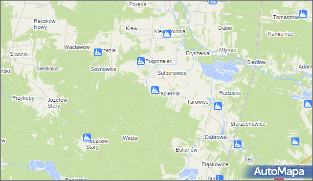 mapa Papiernia gmina Fałków, Papiernia gmina Fałków na mapie Targeo