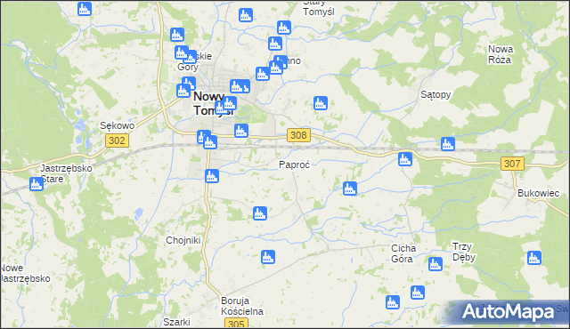 mapa Paproć, Paproć na mapie Targeo