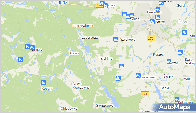 mapa Parchlino, Parchlino na mapie Targeo