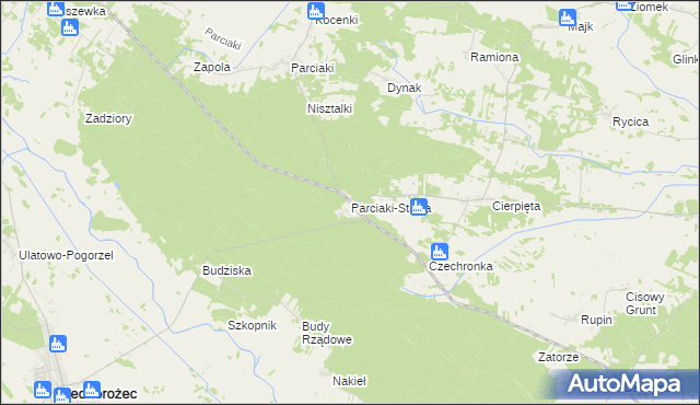 mapa Parciaki-Stacja, Parciaki-Stacja na mapie Targeo