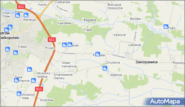 mapa Parczew gmina Sieroszewice, Parczew gmina Sieroszewice na mapie Targeo