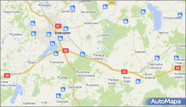 mapa Parleza Wielka, Parleza Wielka na mapie Targeo