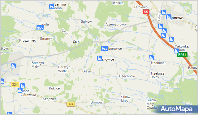 mapa Parłowice, Parłowice na mapie Targeo