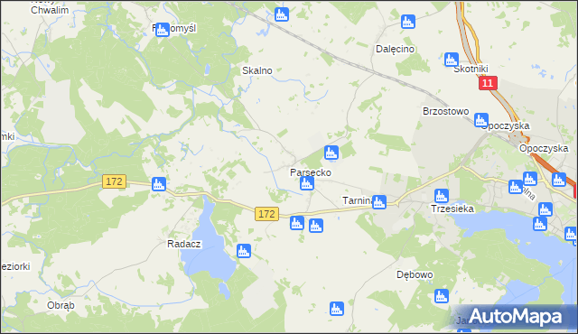 mapa Parsęcko, Parsęcko na mapie Targeo