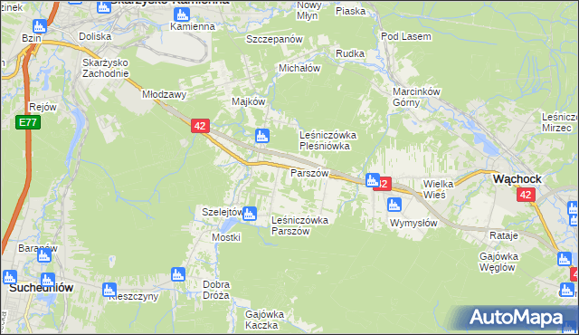 mapa Parszów, Parszów na mapie Targeo