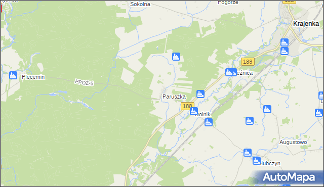 mapa Paruszka, Paruszka na mapie Targeo