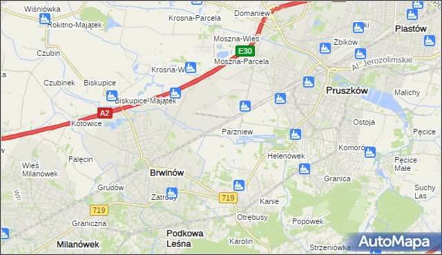 mapa Parzniew, Parzniew na mapie Targeo