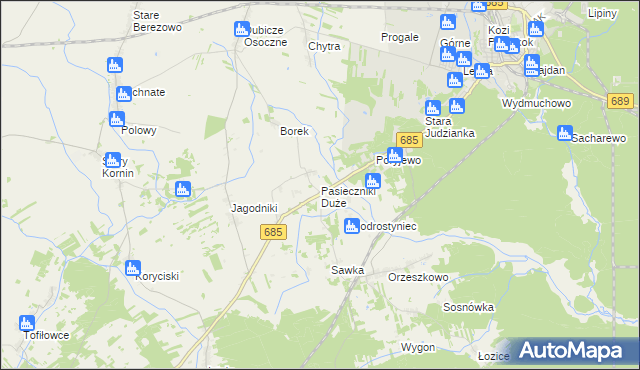 mapa Pasieczniki Duże, Pasieczniki Duże na mapie Targeo