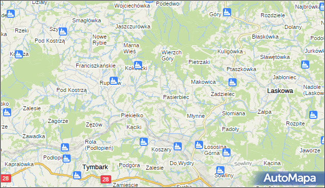 mapa Pasierbiec, Pasierbiec na mapie Targeo