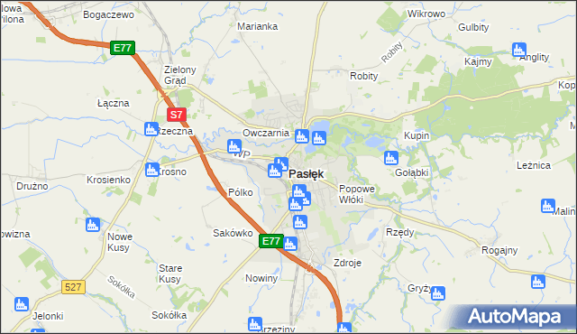 mapa Pasłęk, Pasłęk na mapie Targeo