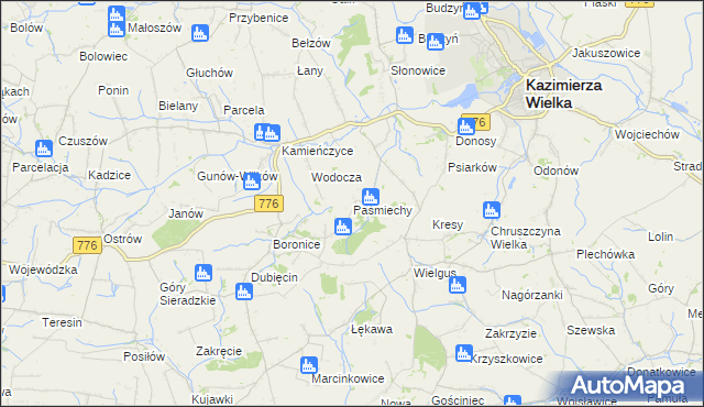 mapa Paśmiechy, Paśmiechy na mapie Targeo