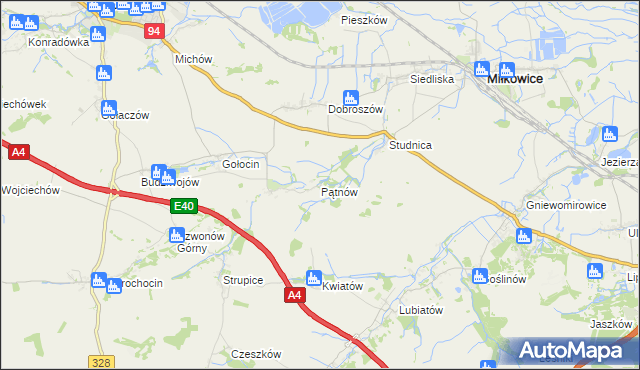 mapa Pątnów gmina Chojnów, Pątnów gmina Chojnów na mapie Targeo