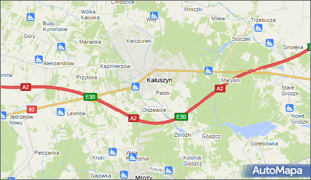 mapa Patok gmina Kałuszyn, Patok gmina Kałuszyn na mapie Targeo