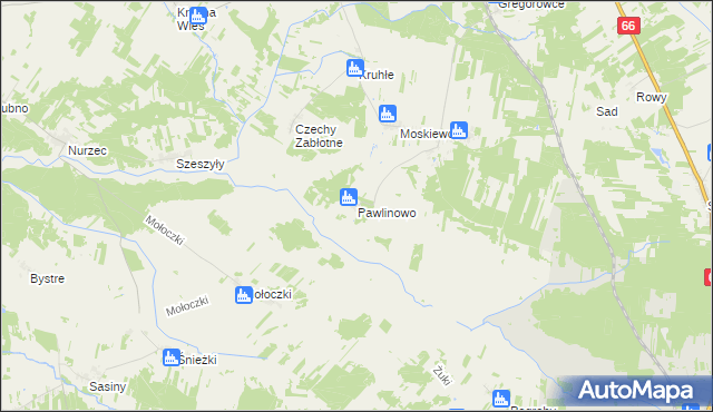 mapa Pawlinowo, Pawlinowo na mapie Targeo